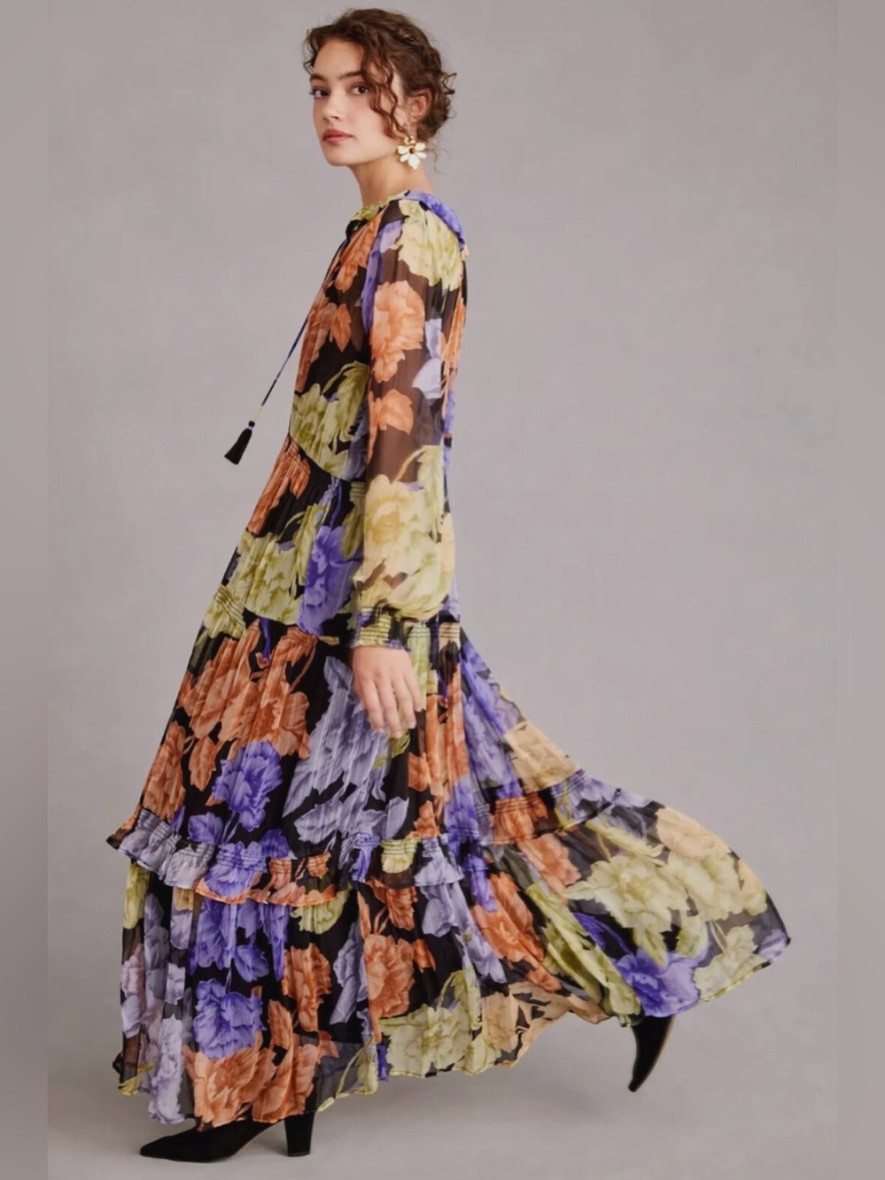 Anthropologie The Marais Printed Chiffon Maxi Dress